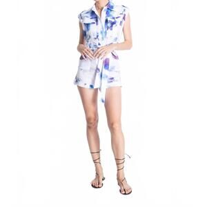 NEW KARINA GRIMALDI cheyenne print romper in blue paradise